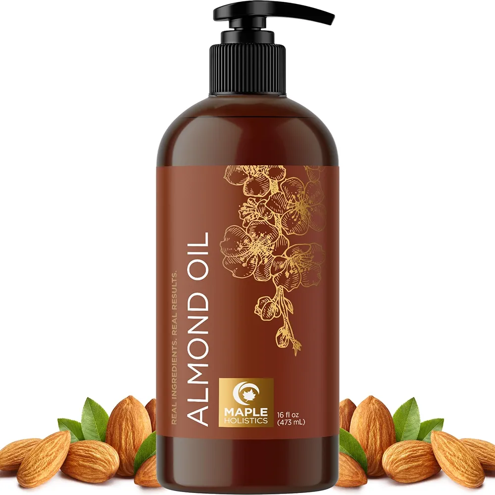 Cold Pressed Sweet Almond Oil - Pure Sweet Almond Oil for Skin Care and Moisturizing Body Oil for Men and Women - Carrier Oil for Essential Oils Mixing for Hair Skin and Nails DIY Beauty Products 16oz