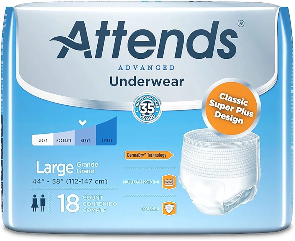 Attends Healthcare Products 23523101 White Large Advanced Adult Heavy Absorbent Underwear - Pack of 18