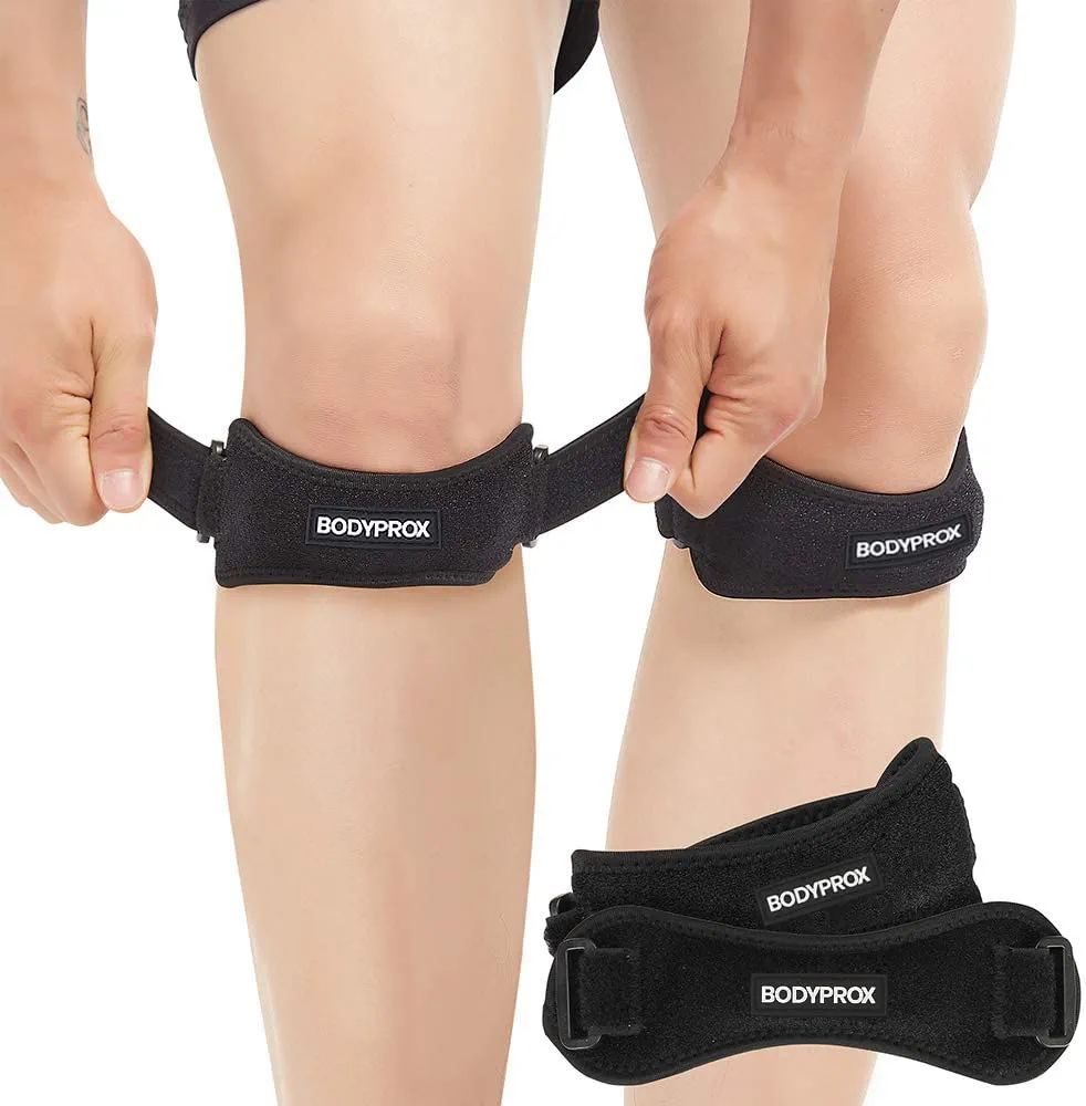 Bodyprox Patella Tendon Knee Strap 2 Pack, Knee Pain Relief Support Brace Hiking, Soccer, Basketball, Running, Jumpers Knee, Tennis, Tendonitis, Volleyball & Squats