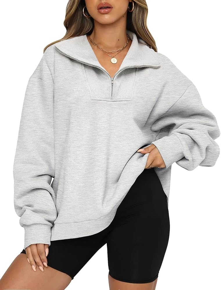 Oversized Sweatshirt for Women Half Zip Up Hoodies Long Sleeve Quarter Zipper Pullover Fall Y2k Tops 2024