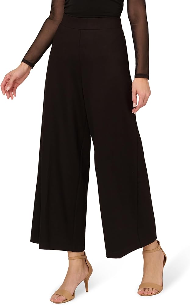 Adrianna Papell Women's Ponte Knit Wide Leg Pull on Pant with Waistband