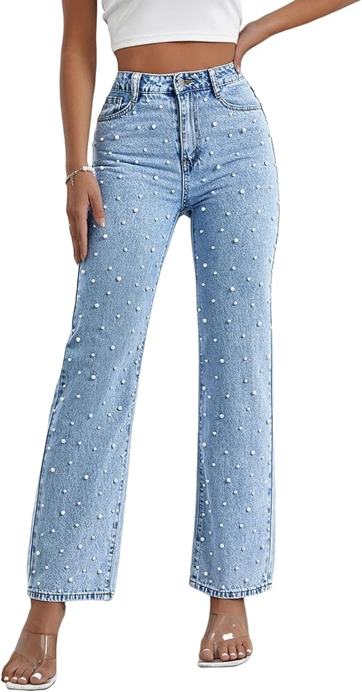 Kedera Women's High Waisted Jeans Boyfriend Baggy Straight Leg Casual Denim Pants Trousers