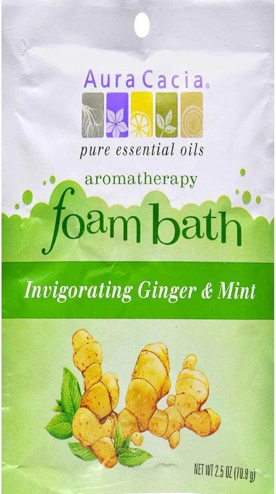 Aura Cacia Invigorating Ginger & Mint Aromatherapy Foam Bath | 2.5 oz. Packet