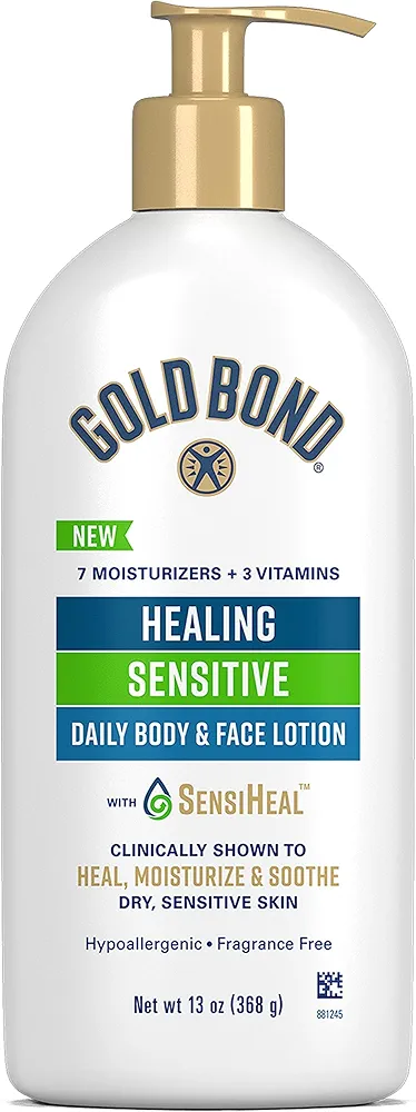 Gold Bond Healing Sensitive Daily Body & Face Lotion for Dry, Sensitive Skin, 13 oz.