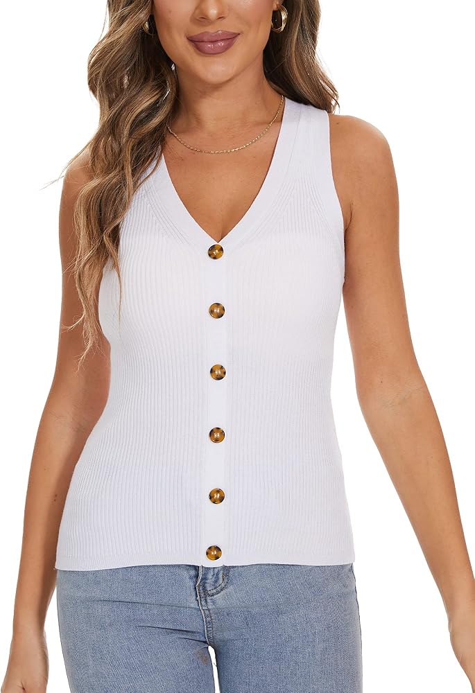 Beautiful Nomad Women's Sweater Vest Sleeveless Pullover Tank Rib Shirts Casual Solid Knitted Tops