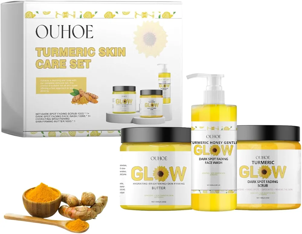 Glow Combo Skincare Set, Turmeric Glow Face Wash, Turmeric Glow Face Wash Scrub And Cream, Skincare Gift Set For All Skin Type