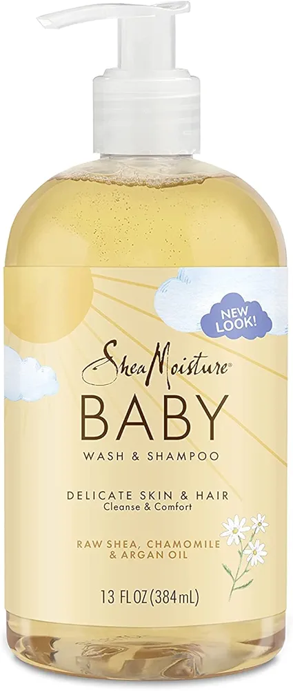 SheaMoisture Baby Wash & Shampoo for All Skin Types Raw Shea, Chamomile & Argan Oil Baby Wash and Shampoo with Frankincense & Myrrh to Help Cleanse 13 oz, Gold, Packaging may vary