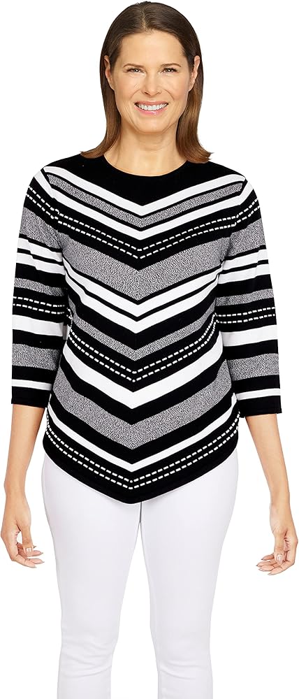 Alfred Dunner Womens Petite Chevron Texture Sweater