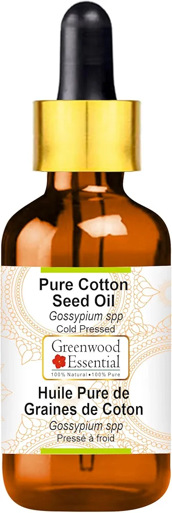 Pure Cotton Seed Oil (Gossypium spp) with Glass Dropper Cold Pressed 100ml (3.38 oz)