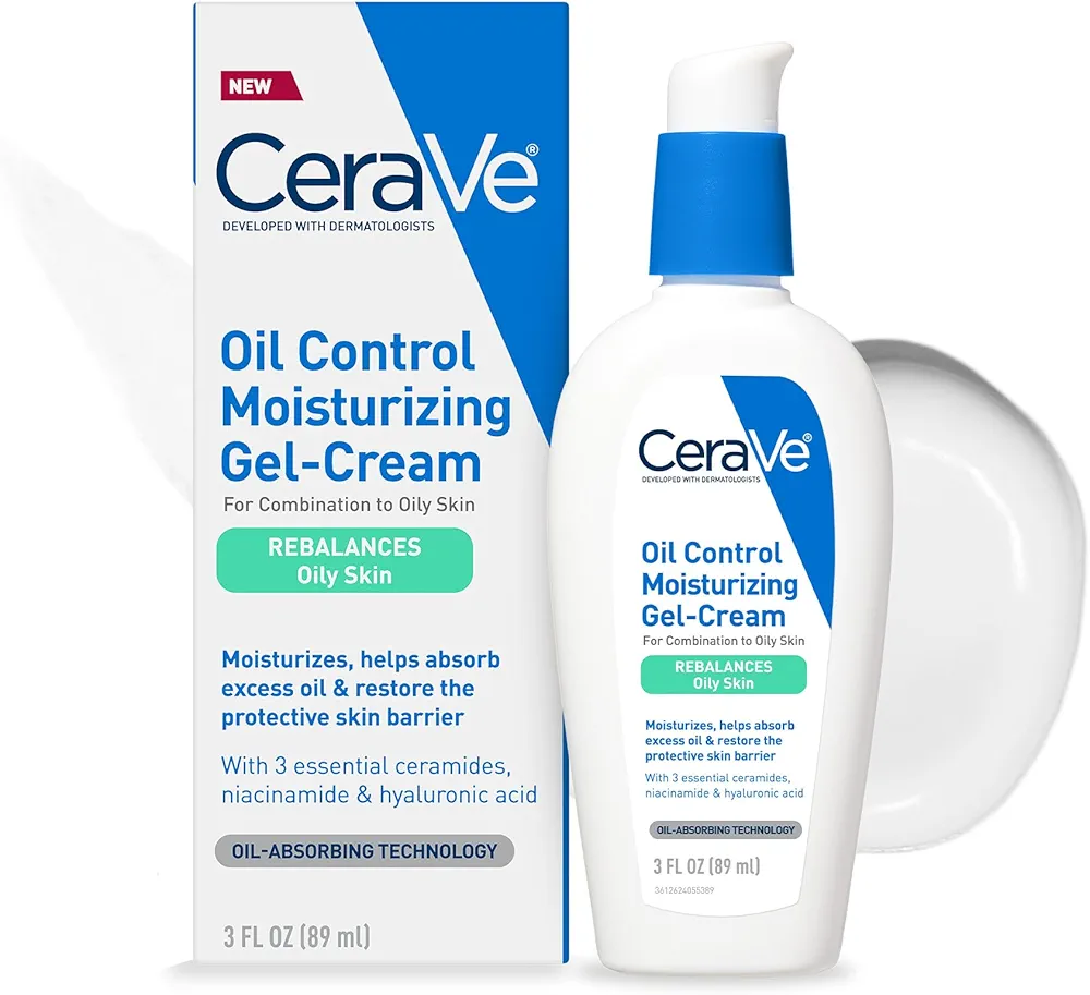 CeraVe Oil Control Moisturizing Gel-Cream | Face Moisturizer for Oily Skin | Niacinamide, Hyaluronic Acid & Oil Absorbing Technology To Rebalance Oily Skin | Non-Comedogenic, Fragrance Free & Oil Free