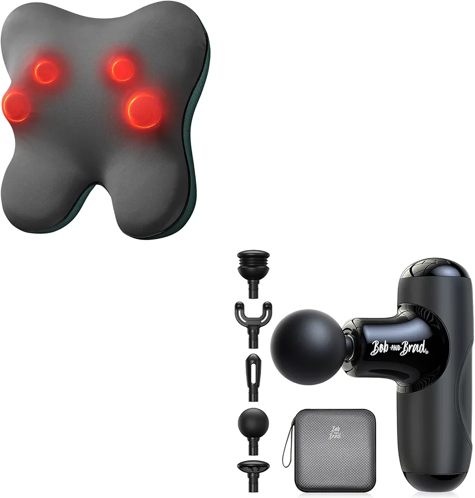 BOB AND BRAD Q2 Mini Massage Gun (Black) and EZBack Back and Neck Massager