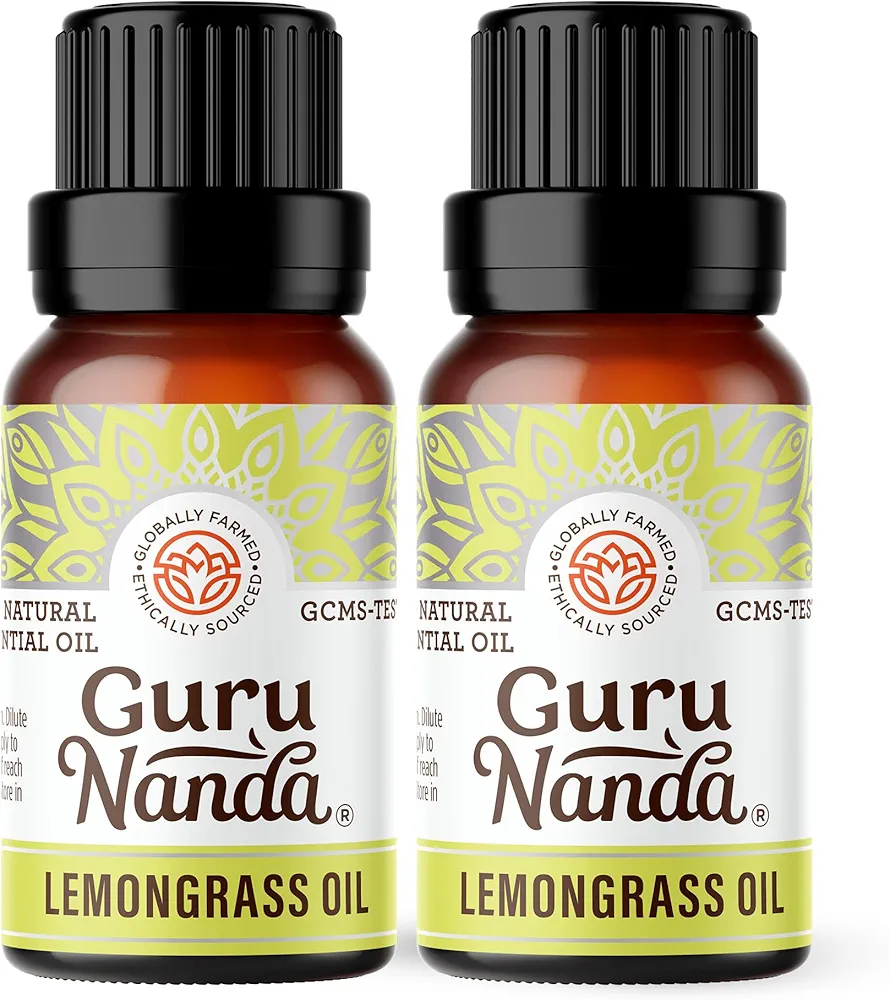 GuruNanda Lemongrass Essential Oil (Pack of 2 x 0.5 Fl Oz) - 100% Pure, Premium Therapeutic Grade Oil for Cleansing and Rejuvenation, Aromatherapy for Hair and Face Care, Fresh Citrus Scent