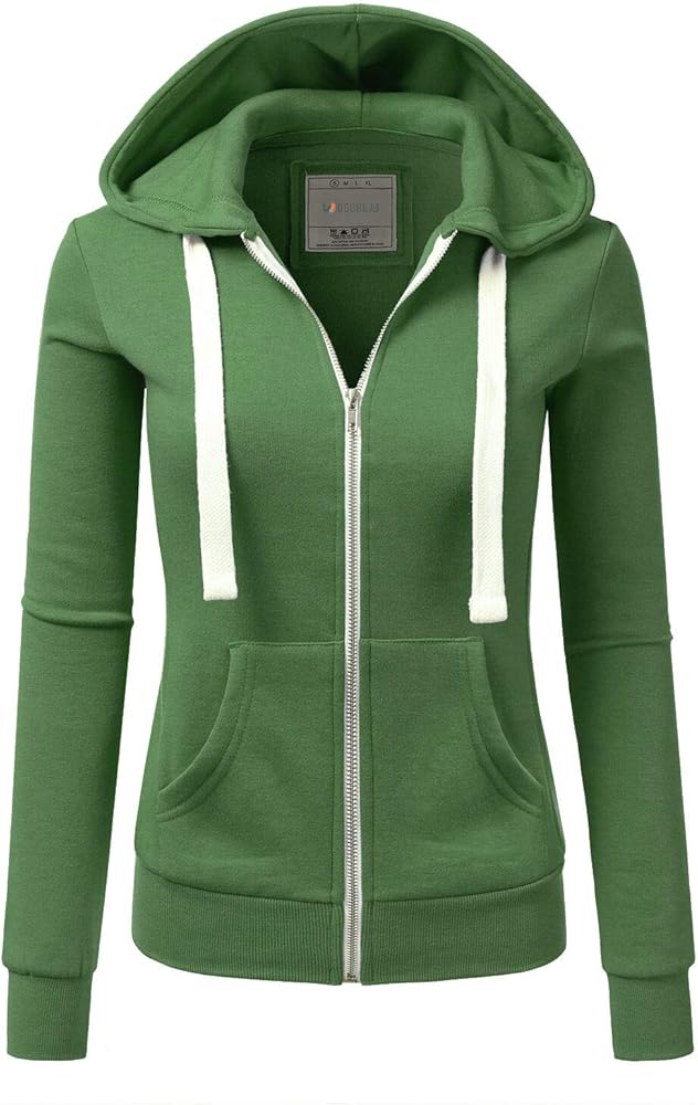 DOUBLJU Lightweight Thin Zip-Up Hoodie Jacket for Women with Plus Size