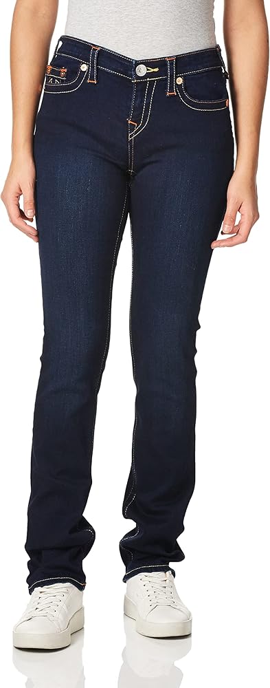 True Religion Women's Billie Mid Rise Straight Leg Rinse Jean