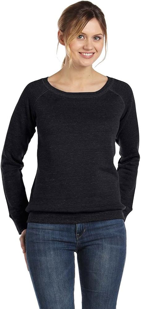 Bella + Canvas Womens Sponge Fleece Wide Neck Sweatshirt (7501) NAVY TRIBLEND