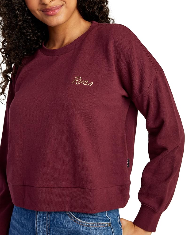 RVCA Women's Graphic Fleece Pullover Crew Neck Sweatshirt