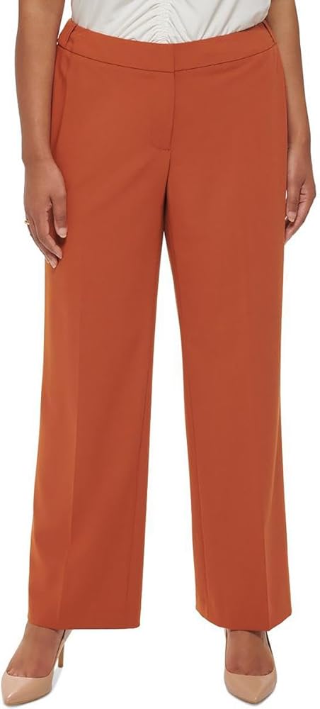 Calvin Klein Womens Plus High Rise Cropped Ankle Pants Orange 24W