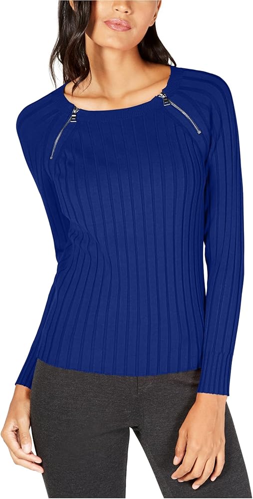 I-N-C Womens Shoulder Zip Pullover Sweater