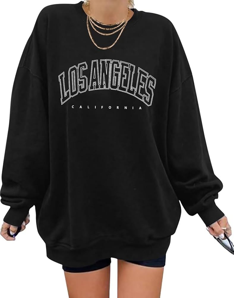 ORANDESIGNE Women’s Casual Letter Graphic Print Long Sleeve Oversized Sweatshirt Tunic Tops Creweck Loose Tee T Shirts