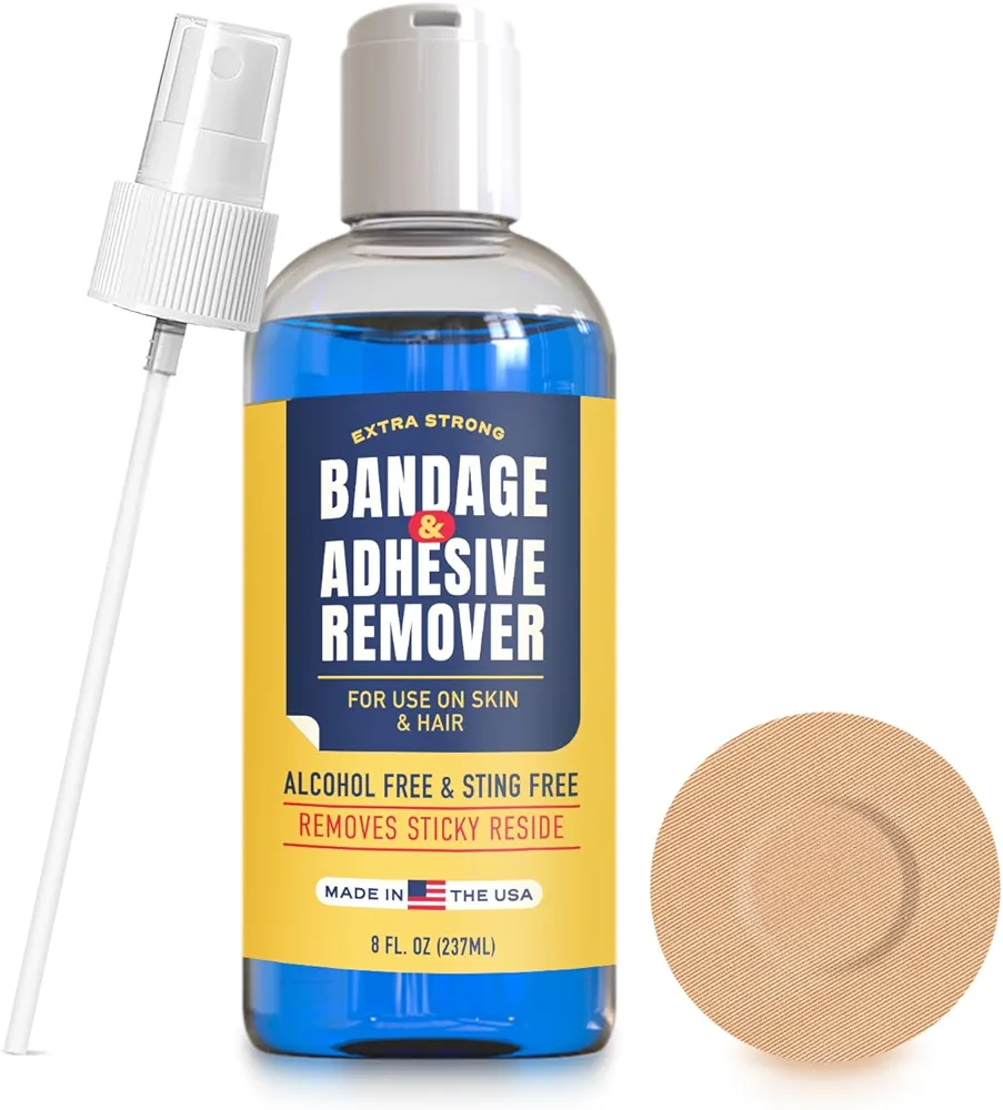 Sting-Free Adhesive Remover - Gentle & Pain-Free Bandage & Strong Adhesive Remover - Ideal for Sensitive Skin, Sports Tape, Dialysis Ports, Continuous Blood Glucose Monitoring & Colostomy Bag Care