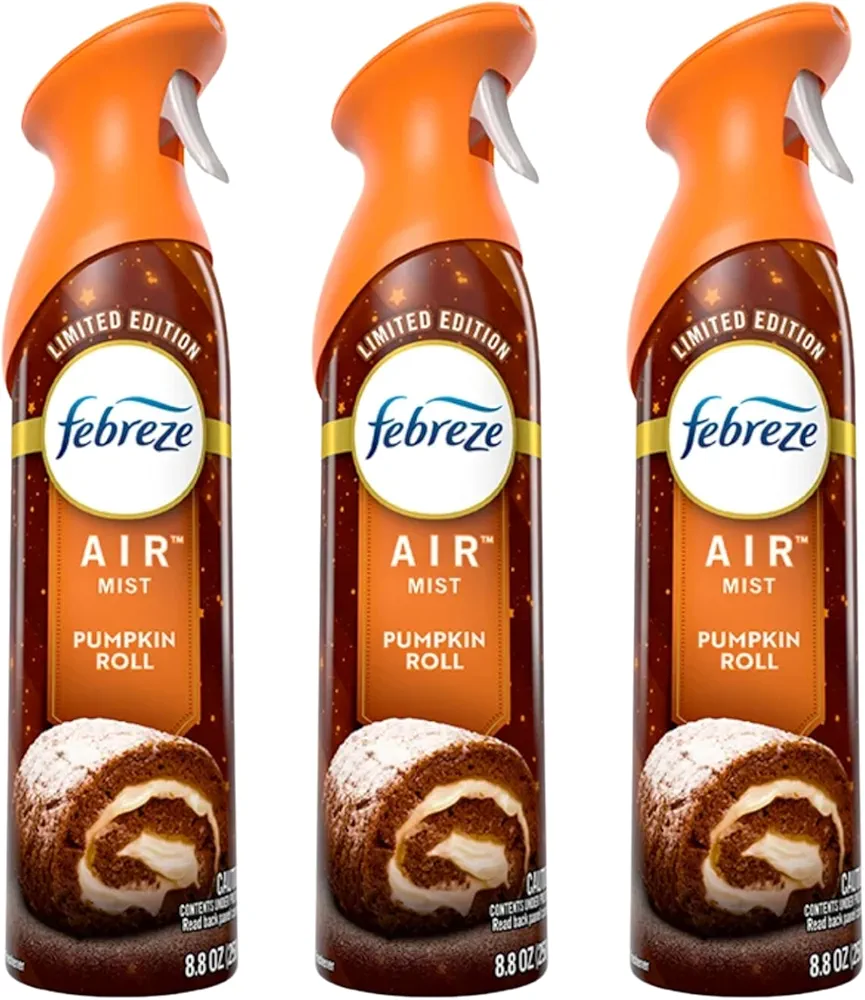 Febreeze Fall Winter Limited Edition Room Spray, Special Edition for Fall Scents & Winter Scents | 3 pack of Air Effects Room Spray (Pumpkin Roll)