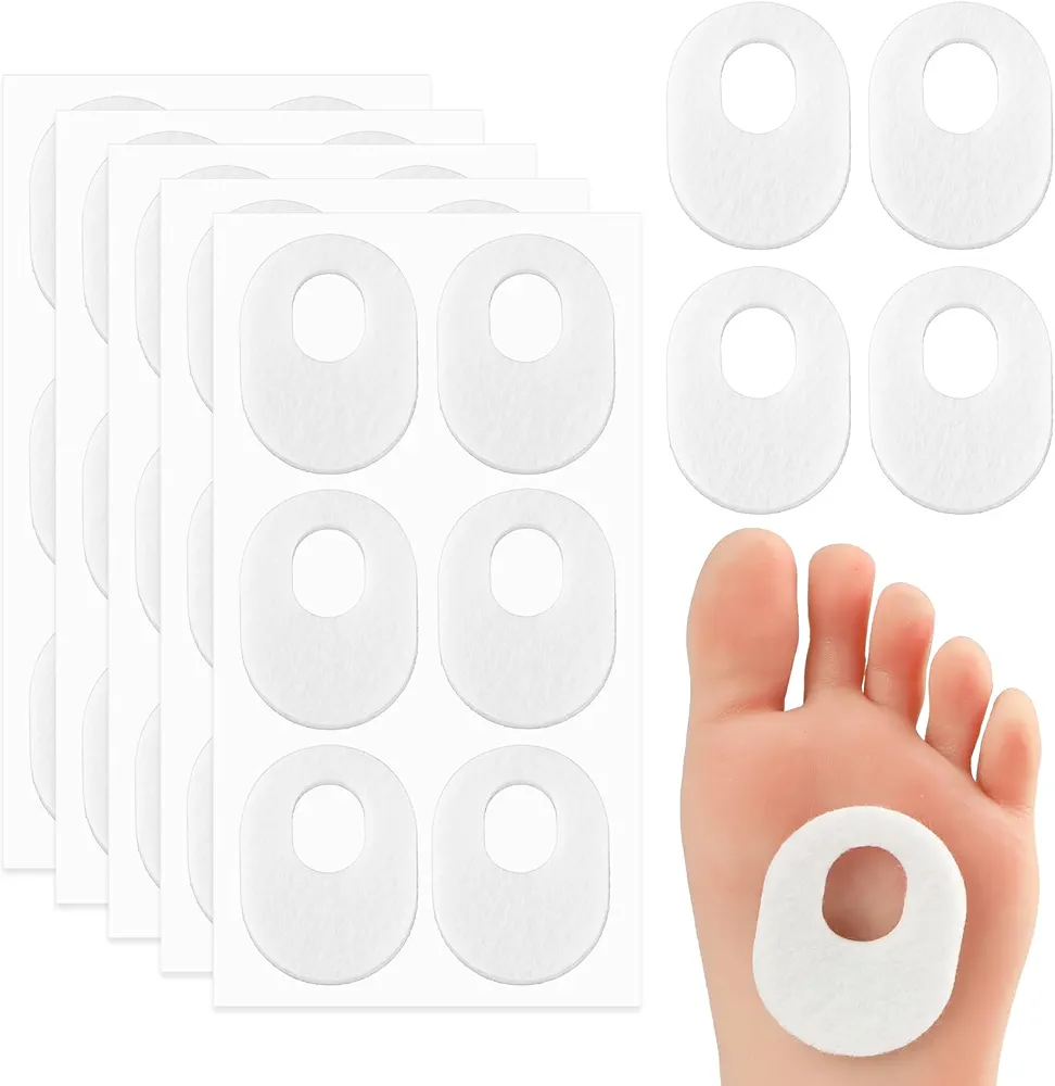 Aster 30 Pack Corn Pads Bottom of Foot, Soft Felt Oval Shape Callus Cushions, Adhesive Foot Corn Cushions for Men and Women, Self Stick Callus Corn Pad to Relief Pain from Calluses, Corns, Blisters