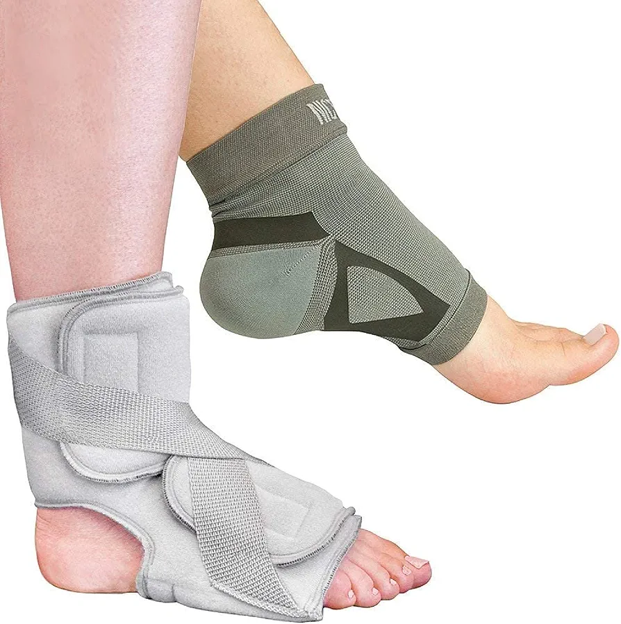 Brownmed - Nice Stretch Total Solution Plantar Fasciitis Relief Kit - Includes Plantar Fasciitis Sock & Night Splint - Foot Compression Sleeve for Heel, Ankle & Arch Support - Large/X-Large