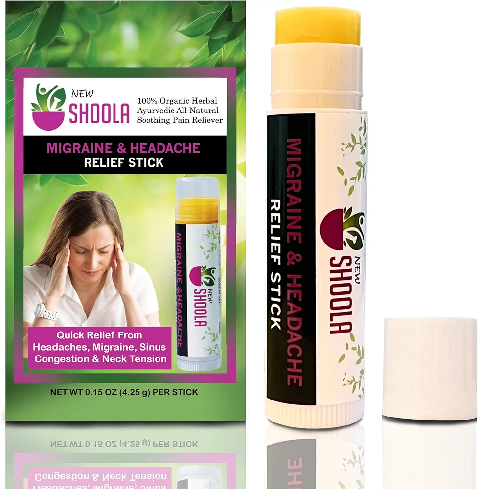 Migraine Relief and Headache Relief Essential Oil Roll Stick – Quick Relief from Headache, Migraine, Stuffy Nose Congestion, Neck Tension, 100% Organic Herbal Balm –No Side Effects Vapor Rub