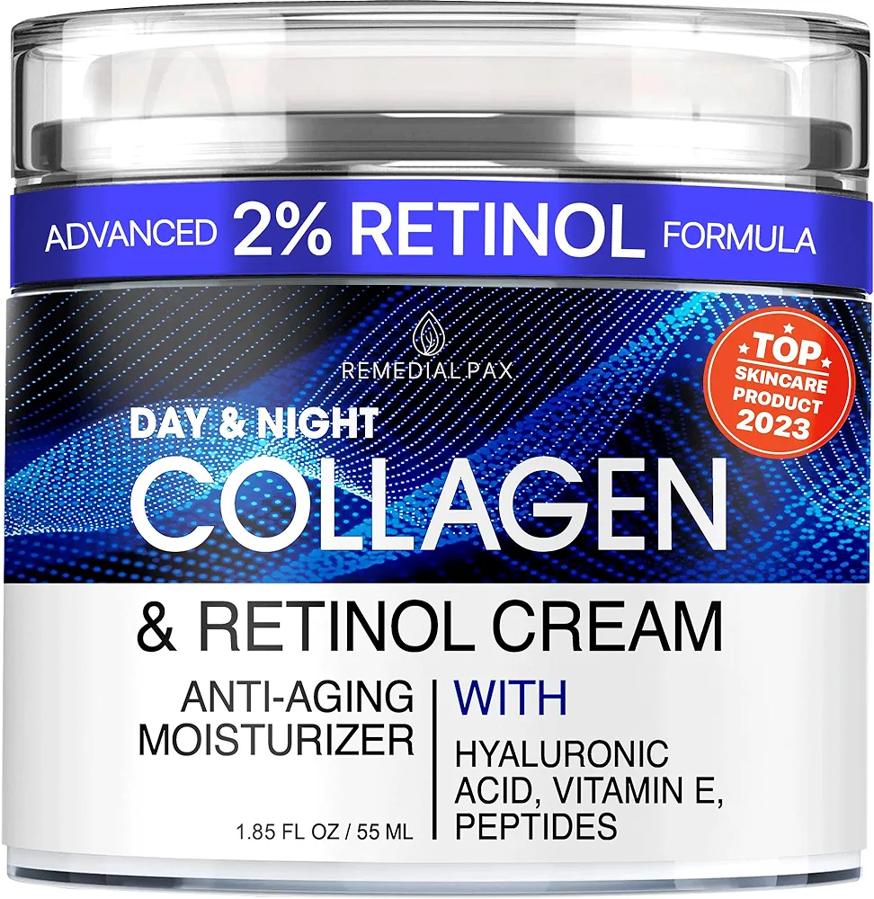 REMEDIAL PAX Collagen Cream for Face with Retinol and Hyaluronic Acid, Day and Night Anti Aging Skincare Facial Moisturizer, Hydrating Face Lotion, Moisturizing Cream to Reduce Wrinkles for Women Men