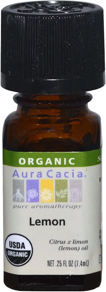 Organic Lemon Essential Oil Aura Cacia 0.25 oz Oil