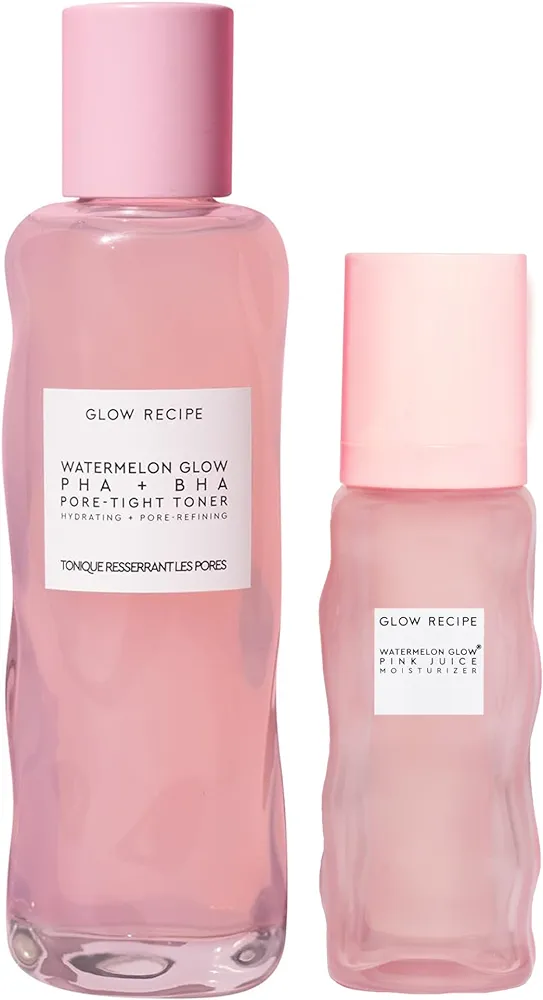 Glow Recipe Watermelon Glow PHA + BHA Facial Toner & Pore Minimizer with Hyaluronic Acid (150 ml) + Watermelon Glow Pink Juice Hydrating Face Moisturizer (50 ml)