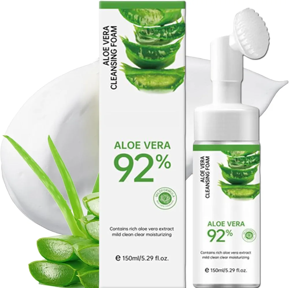 Aloe Vera Face Wash for Dry Sensitive Skin, Foaming Facial Cleanser, Amino Acid Gentle Face Cleanser, Hydrating Foaming Face Wash for Sensitive Skin, Moisturizing Facial Cleansing Washes for Acne Skin