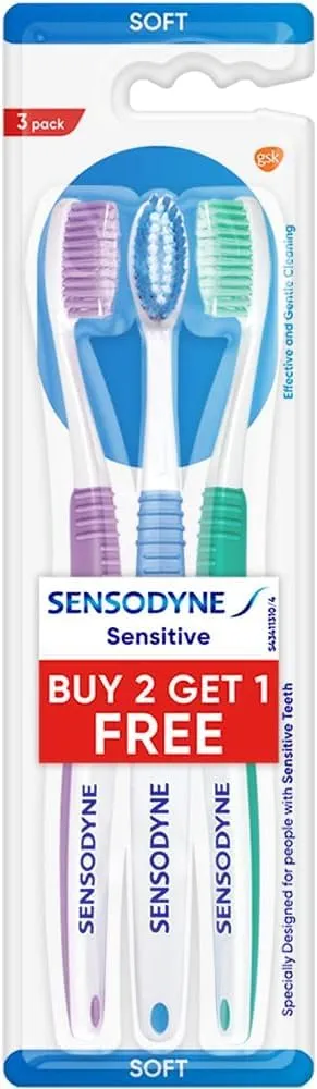 Sensodyne Sensitive Toothbrush Soft Sensitive Teeth, 3 Count (Pack of 2)