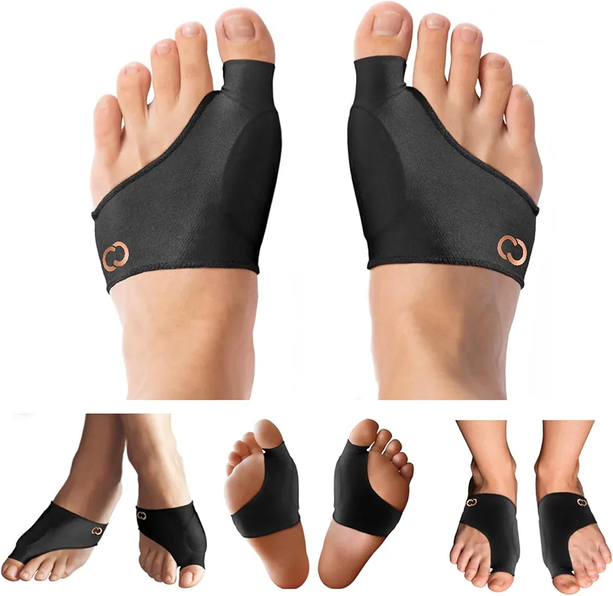 Copper Compression Bunion Corrector Relief Sleeve - Gel Cushion Pads - Copper Infused - Orthopedic Brace Big Toe Alignment - Hallux Valgus Relief - Straightener Spacer Fit for Women & Men - 1 Pair