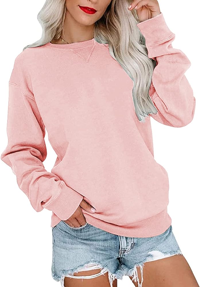 PGANDS Womens Crew Neck Solid/Color Block Sweatshirts Long Sleeve Casual Lightweight Pullover Tops