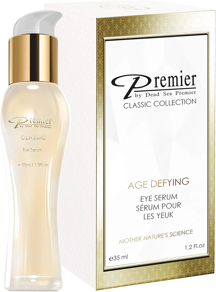 Premier Dead Sea Classic Eye Serum, Hypoallergenic, Age defying, Helps minimize wrinkles, Dark circles, Sagging skin, Reduce bags, with vitamins A & E 1.2 fl.oz