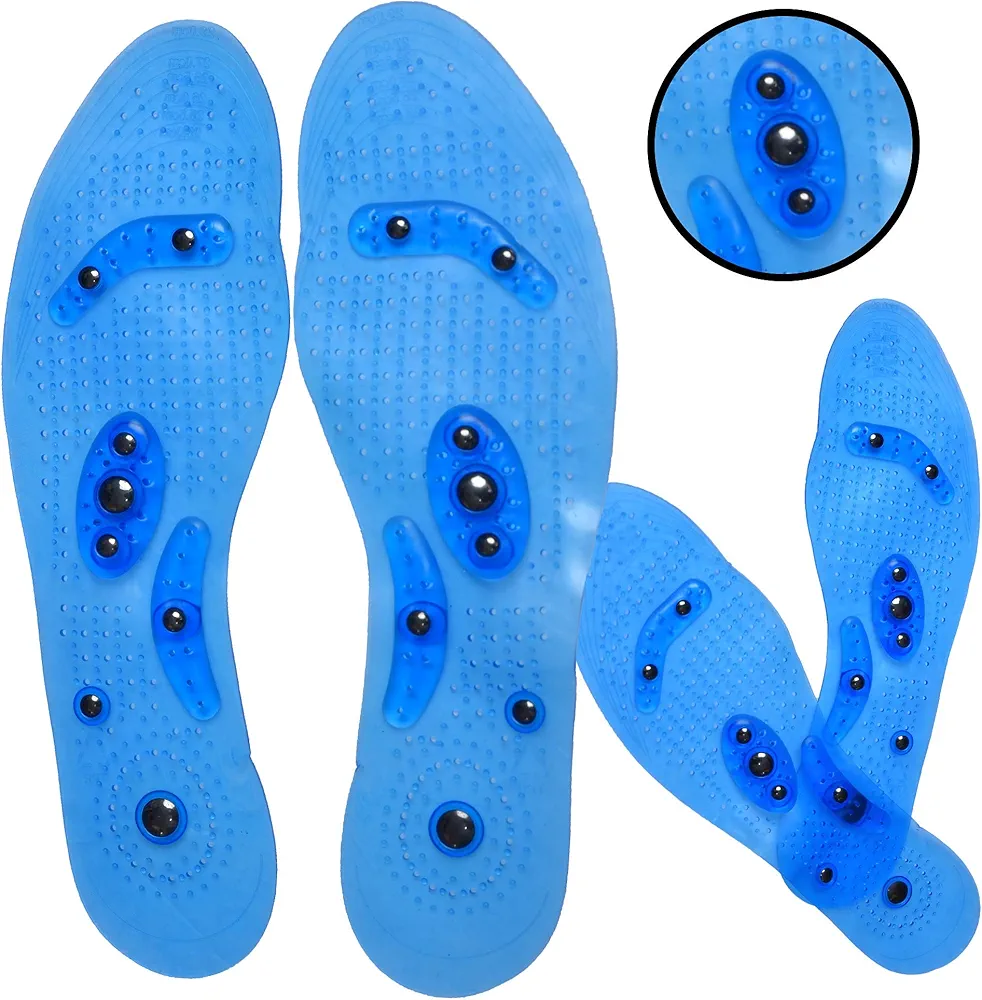 Carespot Gel Acupressure Magnetic Insoles/Inserts for Foot/Feet Therapy, Massaging Insoles for Men & Women (Male)