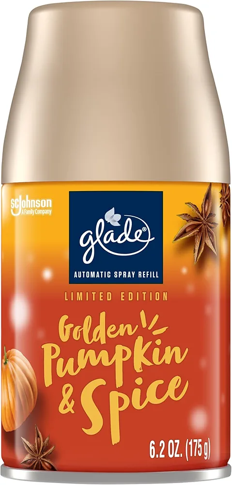 Glade Automatic Spray Refill, Air Freshener for Home and Bathroom, Golden Pumpkin & Spice, Limited Edition Scent, 6.2 Oz