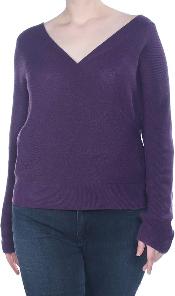 bar III Women's Surplice On Or Off Shoulder Sweater Purple Dinasty Xx-Large