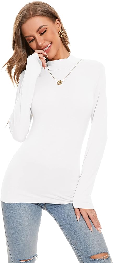 Womens Mock Turtleneck Active Base Layer Long Sleeve Layer Tops