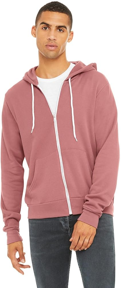 Bella + Canvas Unisex Poly-Cotton Fleece Full-Zip Hoodie XS MAUVE