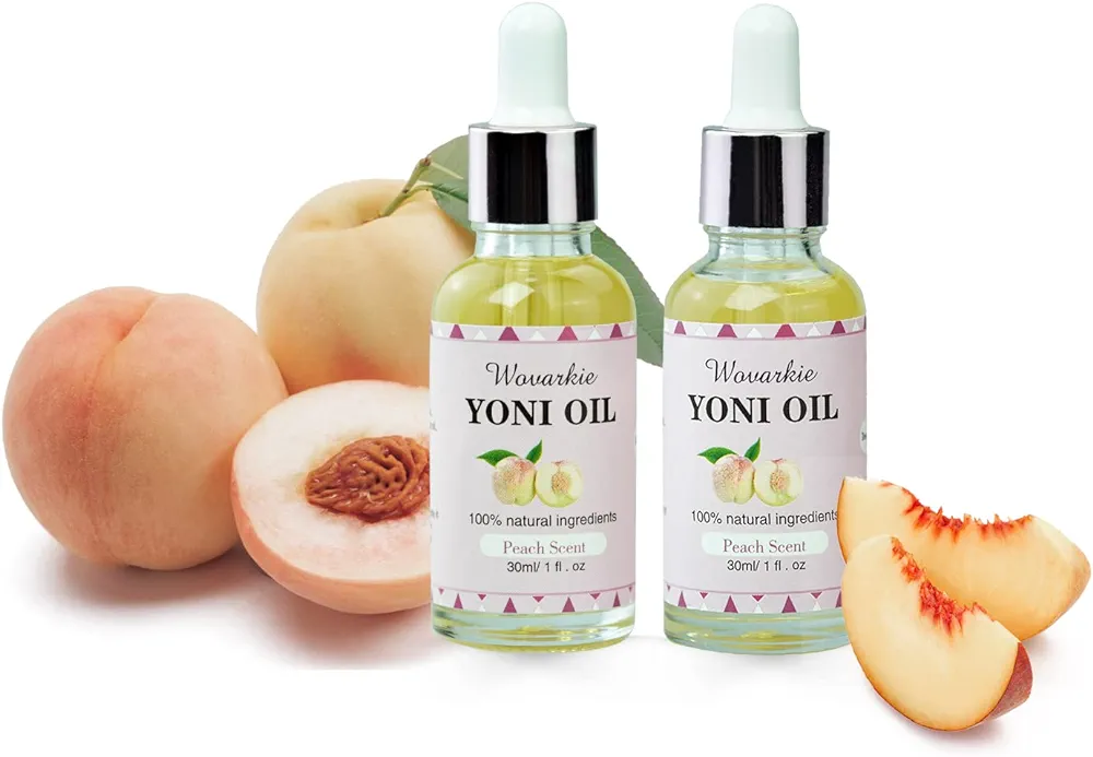 2 Packs Yoni Oil for Women, 1 fl oz/30 ml Feminine Oil Intimate Deodorant for Women, Eliminates Odor and Restores Ph Balanced, 100% Natural Feminine Serum Made with Peach Essential Oils