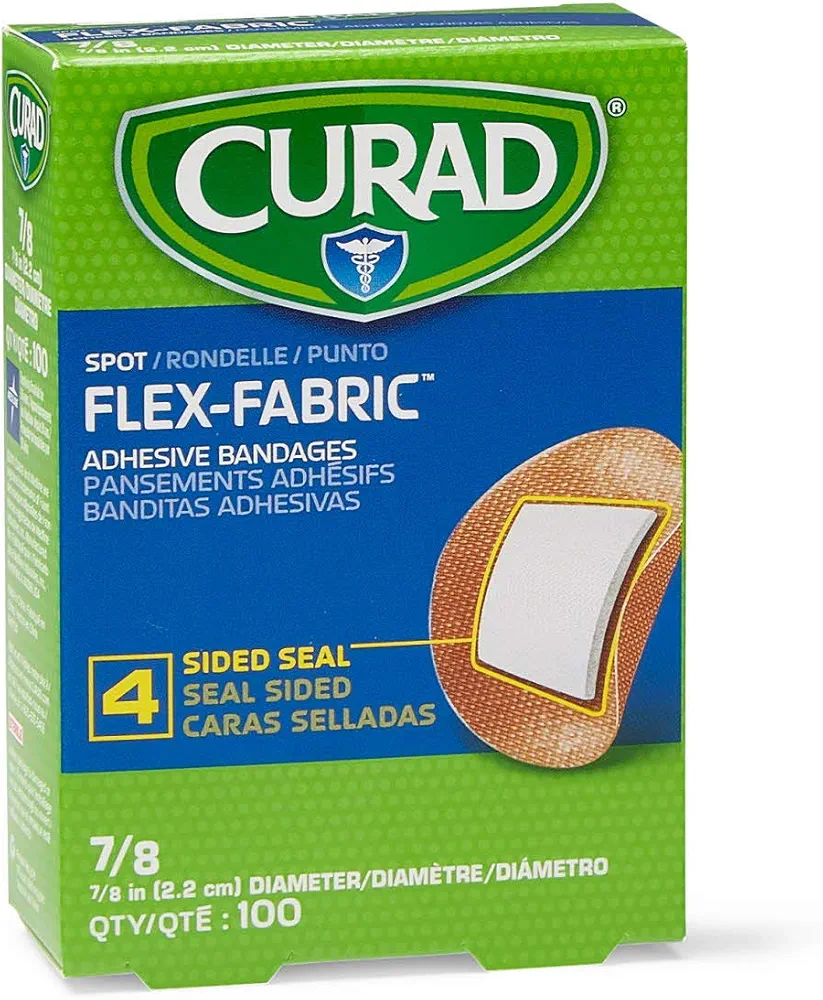 Curad Flex Fabric Spot Adhesive Bandages, Bandage Diameter is 7/8' (Box of 100)