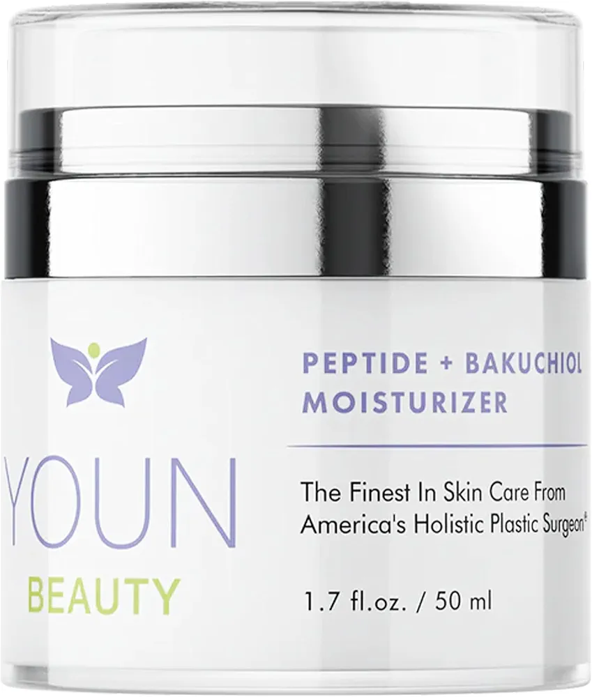 YOUN Beauty Peptide + Bakuchiol Moisturizer by Holistic Dr. Anthony Youn – Paraben-Free Retinol-Alternative Face Moisturizer to Support Collagen Production, Skin Hydration and Elasticity, 50ml