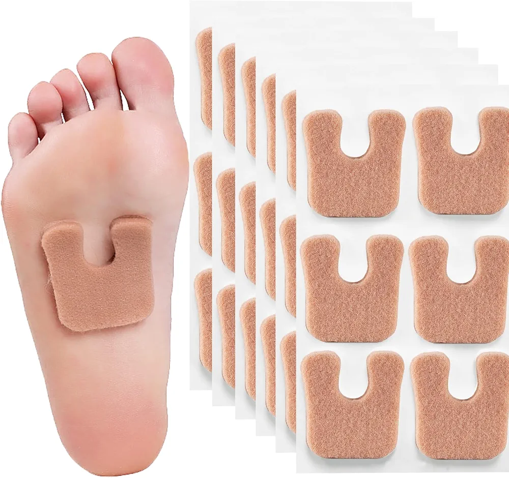 Horseshoe Pads for Feet 60 Pieces, Callus Cushions Moleskin for Feet Metatarsal Pads 3 in 1, Felt Foot Pads Callus Pads for Feet Bottom of Foot Side of Foot and Heel, Ball of Foot Cushion Pain Relief