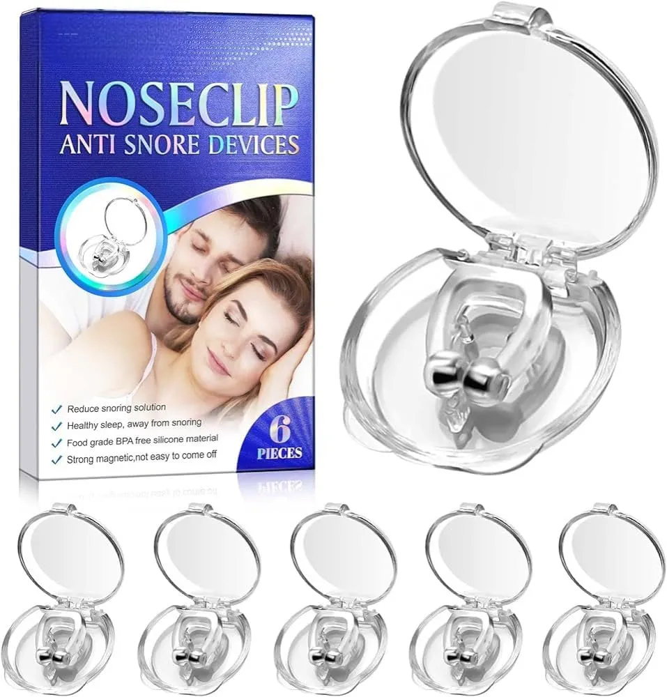 Anti Snoring Devices (6 PCs Family Pack) for Men and Women - Reusable - Comfortable Silicone Magnetic Anti Snoring Nose Clip Ring, Effective Snore Reduction Aid for Quieter and Peaceful Sleep