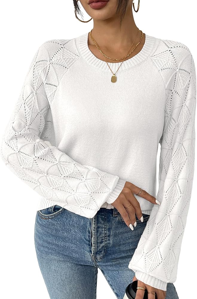 Zeagoo Womens Sweaters 2024 Long Sleeve Crew Neck Lightweight Pullover Knitted Fall Fashion Tops