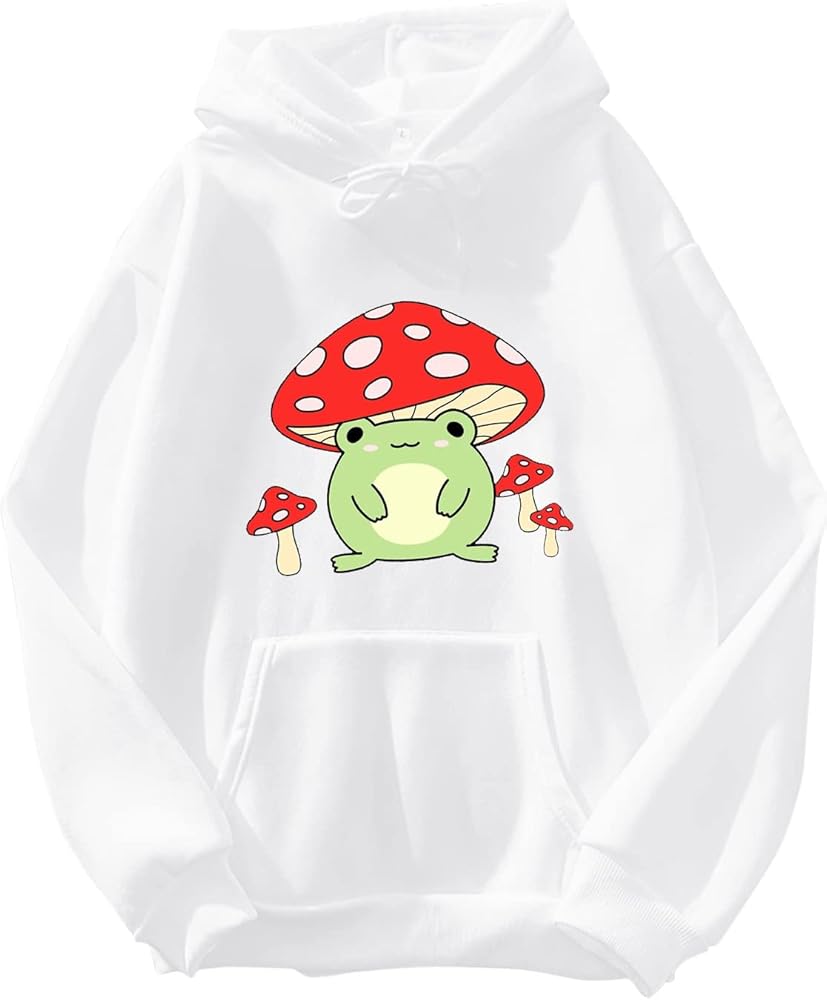 DSFVUS Graphic Crewneck Sweatshirt Womens Cute Frog Sweatshirt Kawaii Mushroom Hoodie Halloween Sweatshirts for Women