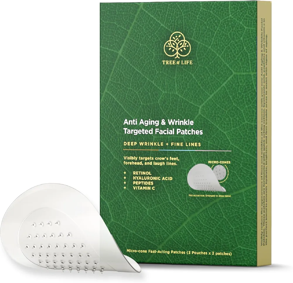 Deep Wrinkle Targeted Patches with Advanced Retinol, Hyaluronic Acid, Vitamin C, and Peptides for Forehead and Between Eyes, 6 Patches