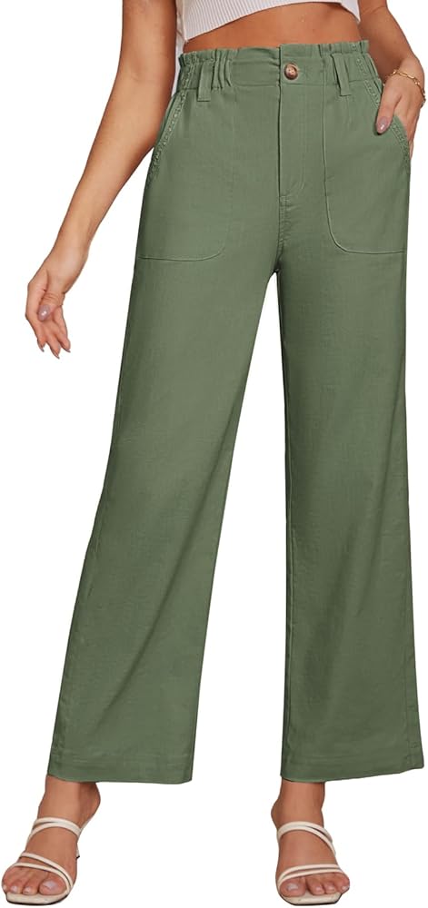 GRACE KARIN Women's Wide Leg Pants Dress Pants with Pockets Elasticized Back Waist Lounge Pants